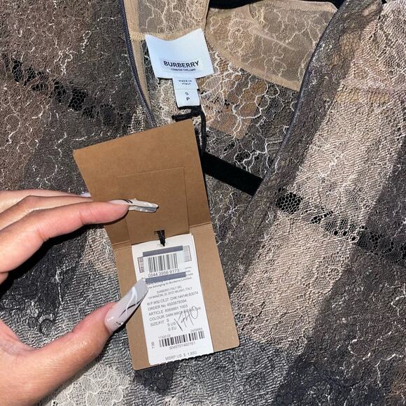 Burberry Checked Stretch-Knit Long Sleeve High Neck Bodysuit in Dark Birch Brown - Picture 16 of 17